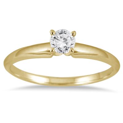 1/7 CARAT ROUND DIAMOND SOLITAIRE RING IN 14K YELLOW GOLD