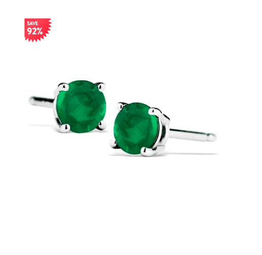 1/2 CARAT TW NATURAL 4MM EMERALD STUD EARRINGS IN .925 STERLING SILVER