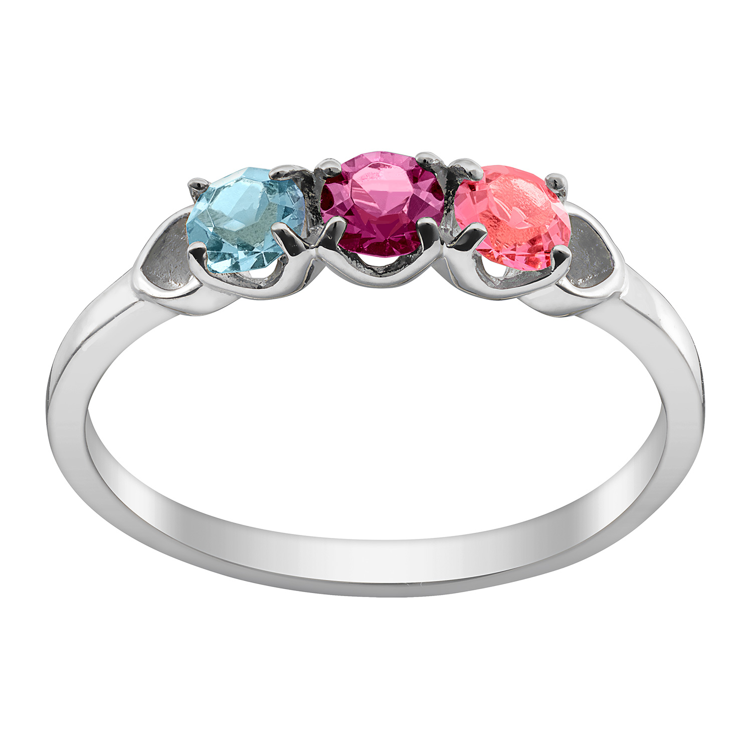 Birthstone Ring With Hearts