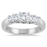 76% Off 1 Carat TW Five Stone Diamond Wedding Band in 10K White Gold