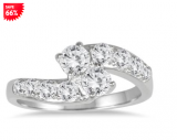 66% Off 1 Carat TW Two Stone Diamond Ring in 10K White Gold Plus Free Shipping