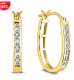 DIAMOND HOOP EARRINGS IN 10K YELLOW GOLD 60% OFF