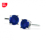 90% Off 1/2 Carat TW Natural 4MM Sapphire Stud Earrings in .925 Sterling Silver