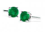 1/2 Carat TW Natural 4MM Emerald Stud Earrings in .925 Sterling Silver, Deal $19.99