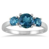 Genuine London Blue Topaz Three Stone Ring in .925 Sterling Silver – $19 + Free Shipping