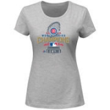 Chicago Cubs Majestic Women’s 2016 World Series Champions Locker Room T-Shirt – Gray – $27.99