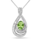 Peridot and Diamond Swirl Pendant in .925 Sterling Silver – $19 + Free Shipping