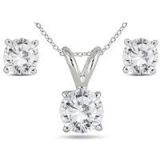 57% Off 5/8 Carat TW Diamond Pendant and Earring Set in 14K White Gold, $278.00