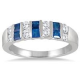 90% off SAPPHIRE AND WHITE TOPAZ RING in Solid .925 Sterling Silver $29 Shipped