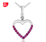 86% Off 1/5 Carat TW Ruby and Diamond Heart Necklace In Sterling Silver