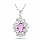 2.15 Carat Amethyst and Diamond Antique Pendant in .925 Sterling Silver