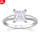 3/8 CARAT PRINCESS DIAMOND SOLITAIRE RING IN 14K WHITE GOLD 53% OFF