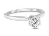 3/8 Carat Round Diamond Solitaire Ring in 14K White Gold $259 Shipped