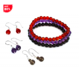 Women’s Smokey Quartz, Carnelian and Amethyst Stone Beaded Bracelet & Earring 3 Pc Set $19.99 Only