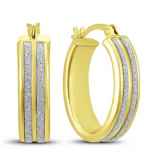 Double Row Sparkle Dust Hoop Earrings in Gold Plated .925 Sterling Silver $10 Shipped