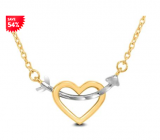 54% Off Heart and Arrow Necklace in 14K Yellow Gold with White Rhodium Plating