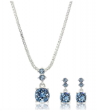 NINE WEST Women’s Boxed Necklace/Pierced Earrings Set, Silver/Blue, One Size $6 Off w/ Amazon Coupon