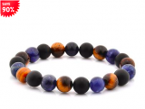 90% Off Tiger’s Eye, Sodalite, and Matte Onyx Stone Bracelet (10mm Wide)