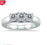 Three Stone Diamond Ring in 10K White Gold 74% Off