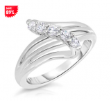 White Sapphire Split Shank Ring in .925 Sterling Silver 91% Off