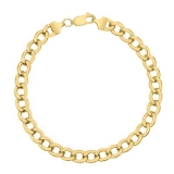 80% Off 14K Yellow Gold Filled 7.4MM Curb Link Bracelet with Lobster Clasp