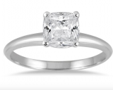 1 Carat Cushion Cut Diamond Solitaire Ring in 14K White Gold $350 Off plus Free Shipping