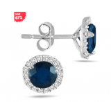 September Coupons Plus Sapphire and Diamond Stud Earrings in 14K White Gold – $197 + Free Shipping