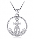 15% Off 925 Sterling Silver Anchor and Infinity Nautical Symbol of Hope Vintage Pendant Necklace, Box Chain 18″